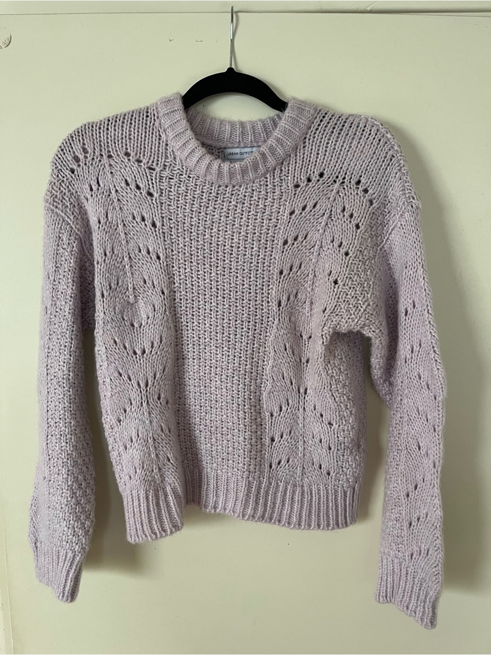 Urban Outfitters Lavender Open-Knit Crewneck Sweater